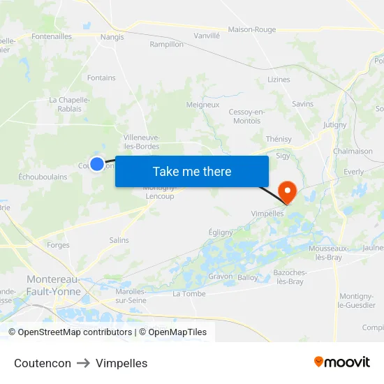 Coutencon to Vimpelles map