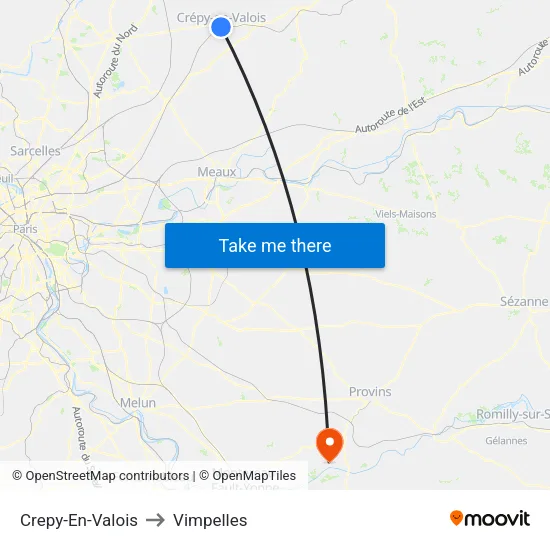 Crepy-En-Valois to Vimpelles map