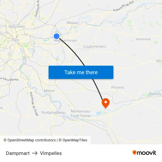Dampmart to Vimpelles map