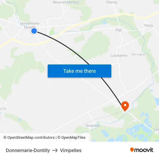 Donnemarie-Dontilly to Vimpelles map