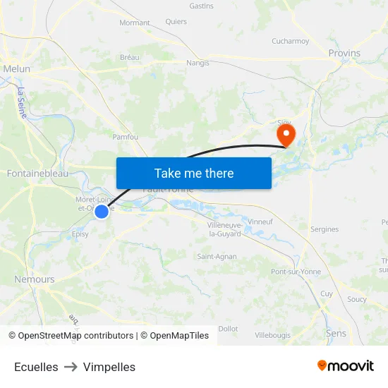 Ecuelles to Vimpelles map