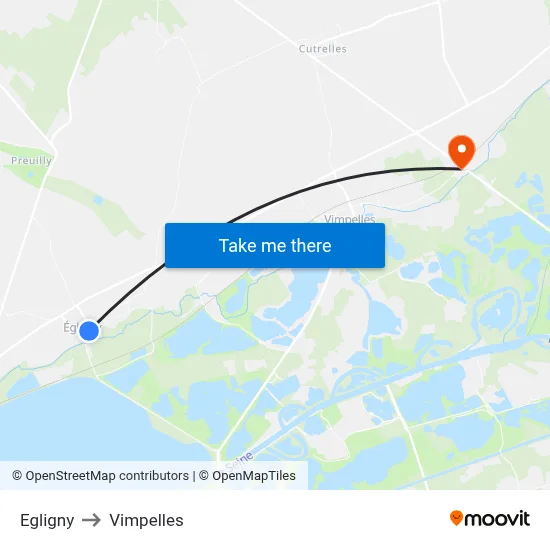 Egligny to Vimpelles map