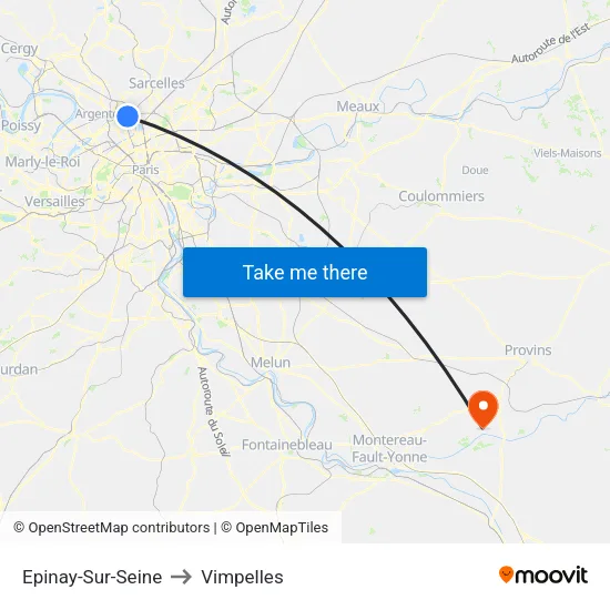 Epinay-Sur-Seine to Vimpelles map