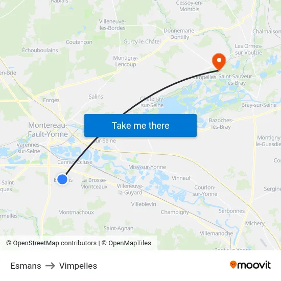 Esmans to Vimpelles map