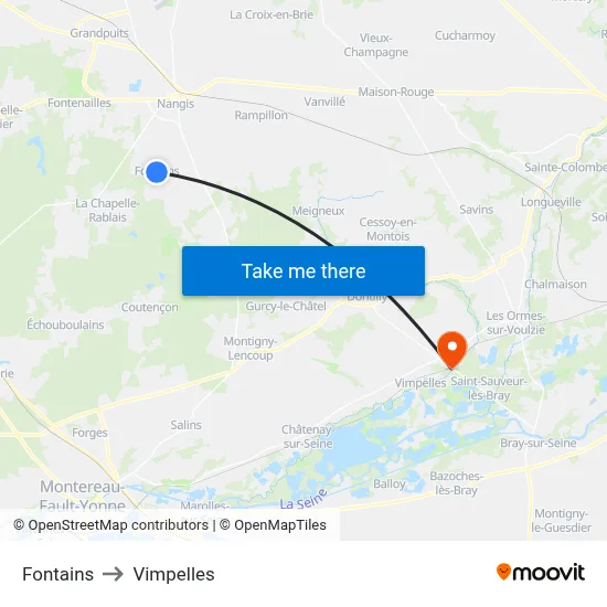Fontains to Vimpelles map