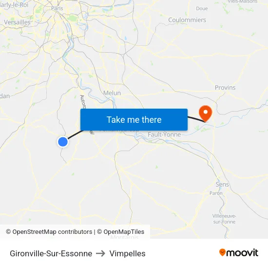 Gironville-Sur-Essonne to Vimpelles map