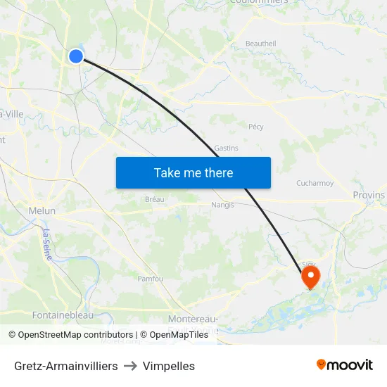 Gretz-Armainvilliers to Vimpelles map