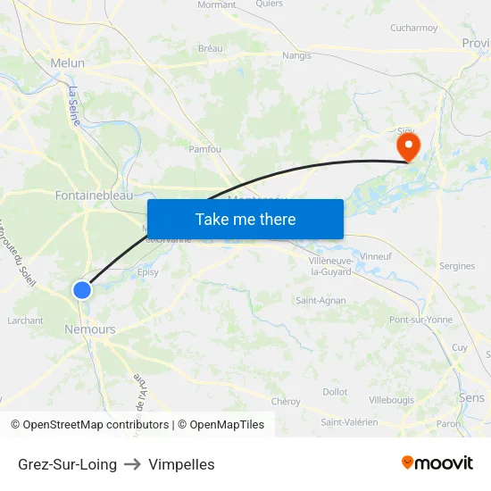 Grez-Sur-Loing to Vimpelles map