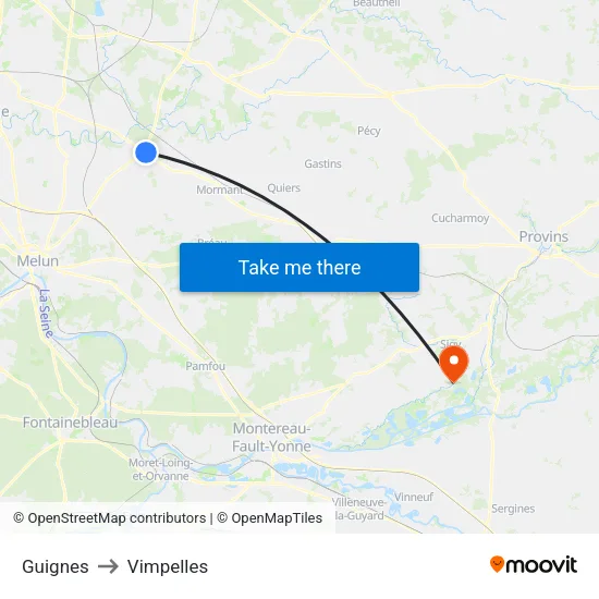 Guignes to Vimpelles map