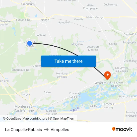 La Chapelle-Rablais to Vimpelles map