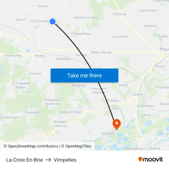 La Croix-En-Brie to Vimpelles map