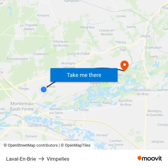 Laval-En-Brie to Vimpelles map