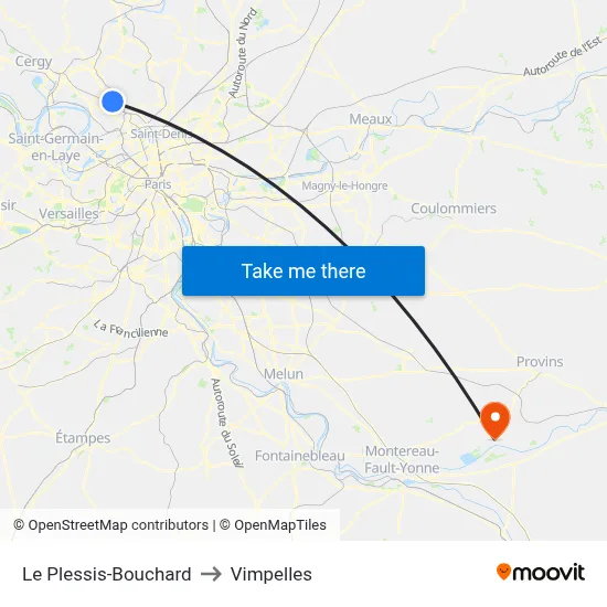 Le Plessis-Bouchard to Vimpelles map