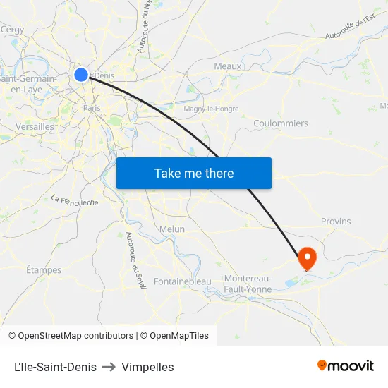 L'Ile-Saint-Denis to Vimpelles map