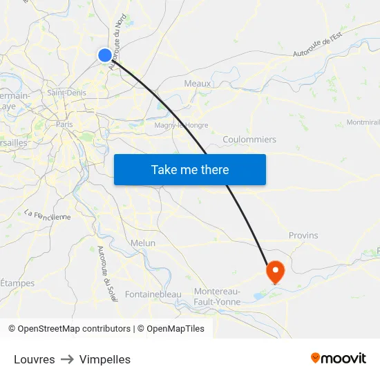 Louvres to Vimpelles map