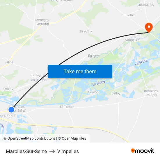 Marolles-Sur-Seine to Vimpelles map