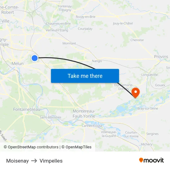 Moisenay to Vimpelles map