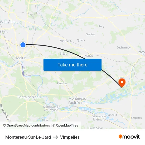 Montereau-Sur-Le-Jard to Vimpelles map