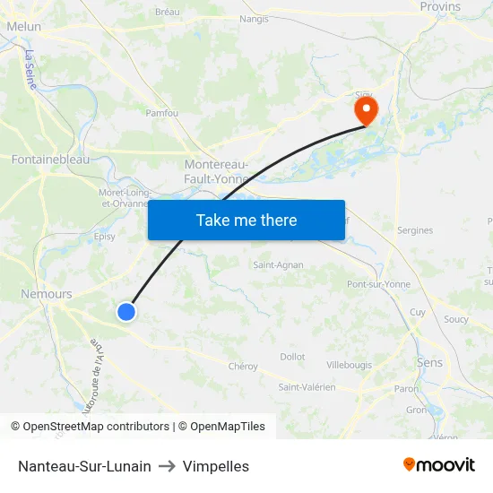Nanteau-Sur-Lunain to Vimpelles map