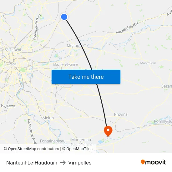 Nanteuil-Le-Haudouin to Vimpelles map