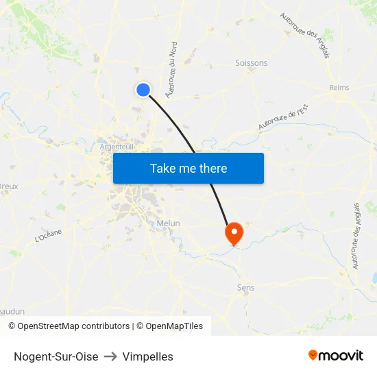 Nogent-Sur-Oise to Vimpelles map