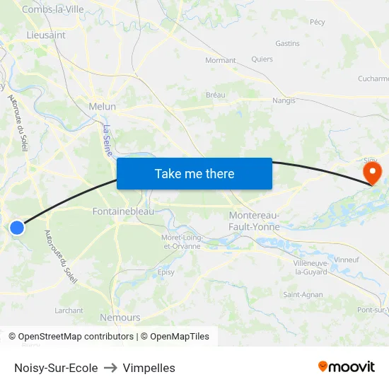 Noisy-Sur-Ecole to Vimpelles map