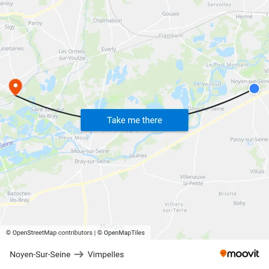 Noyen-Sur-Seine to Vimpelles map