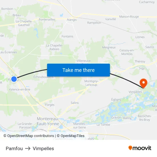 Pamfou to Vimpelles map