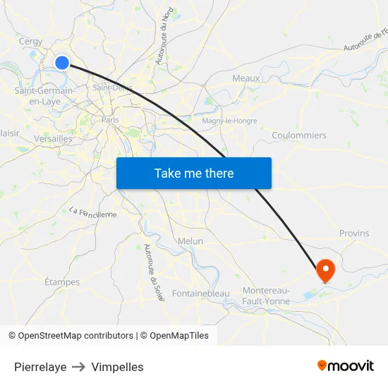 Pierrelaye to Vimpelles map