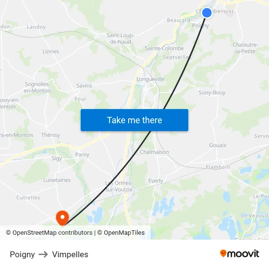 Poigny to Vimpelles map