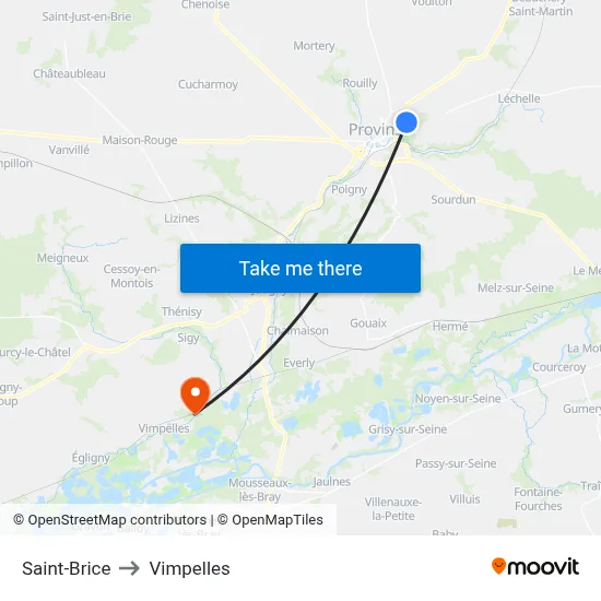Saint-Brice to Vimpelles map