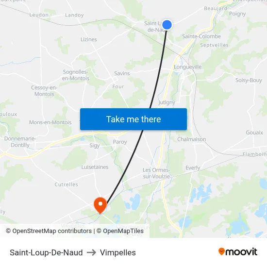 Saint-Loup-De-Naud to Vimpelles map