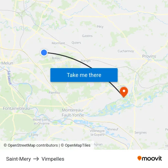 Saint-Mery to Vimpelles map