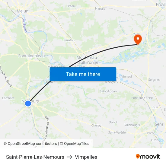 Saint-Pierre-Les-Nemours to Vimpelles map
