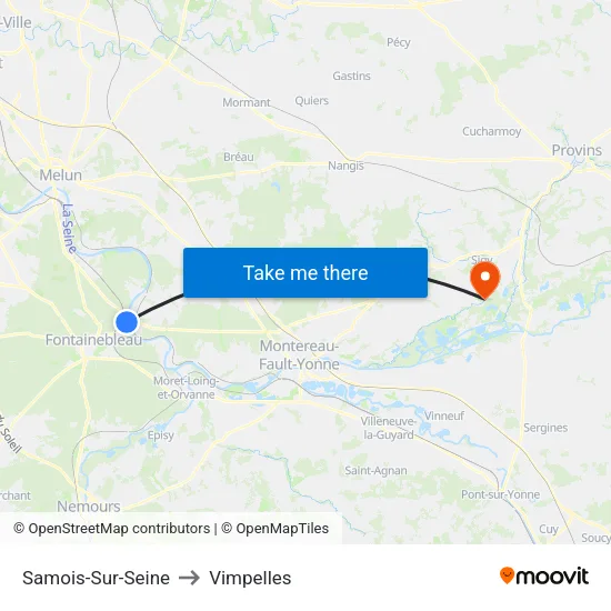 Samois-Sur-Seine to Vimpelles map