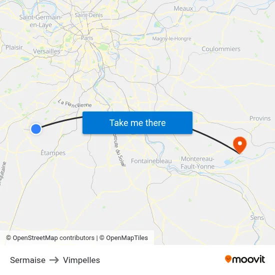 Sermaise to Vimpelles map