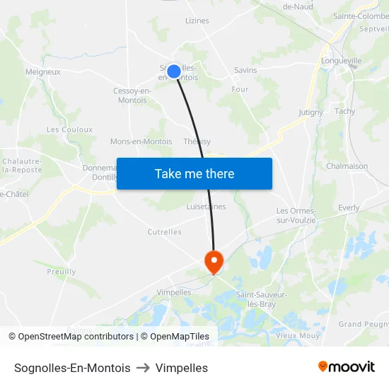 Sognolles-En-Montois to Vimpelles map