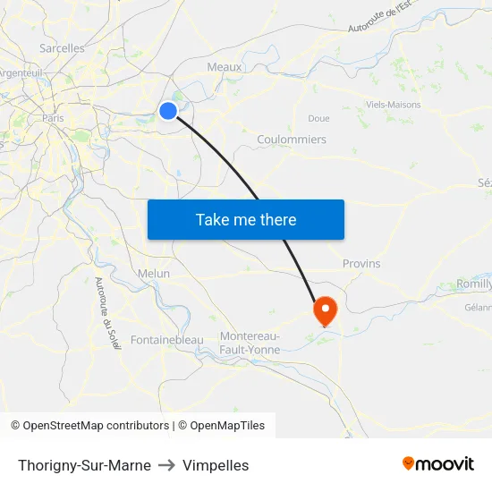 Thorigny-Sur-Marne to Vimpelles map