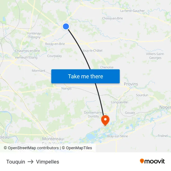 Touquin to Vimpelles map