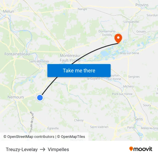 Treuzy-Levelay to Vimpelles map