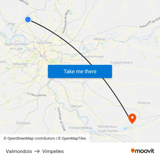 Valmondois to Vimpelles map