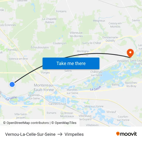 Vernou-La-Celle-Sur-Seine to Vimpelles map