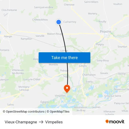 Vieux-Champagne to Vimpelles map