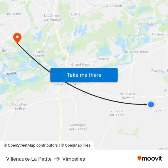 Villenauxe-La-Petite to Vimpelles map