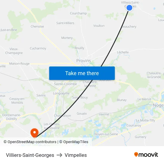 Villiers-Saint-Georges to Vimpelles map