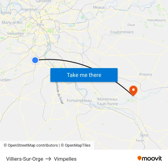 Villiers-Sur-Orge to Vimpelles map