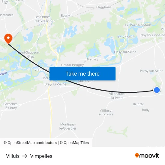 Villuis to Vimpelles map