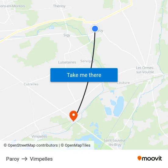 Paroy to Vimpelles map