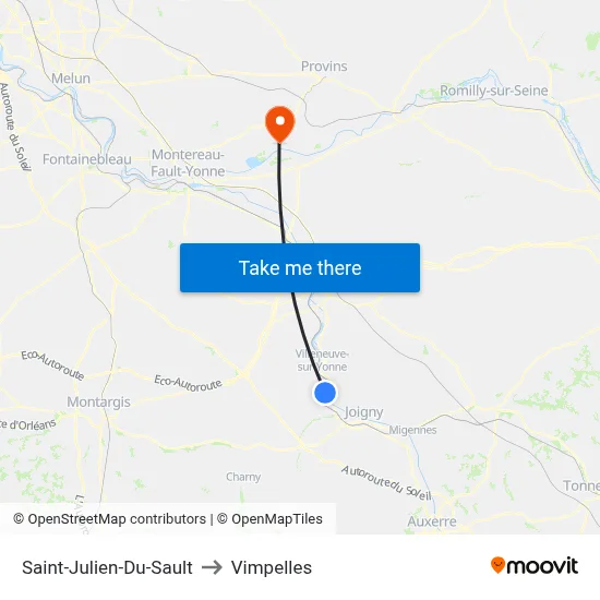 Saint-Julien-Du-Sault to Vimpelles map