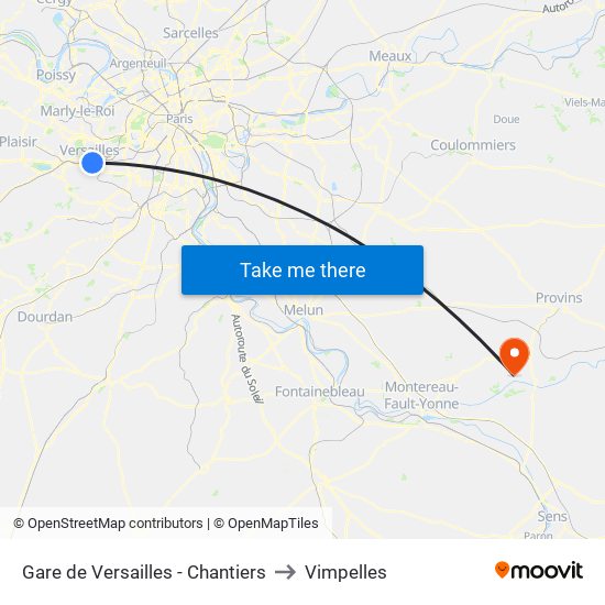 Gare de Versailles - Chantiers to Vimpelles map